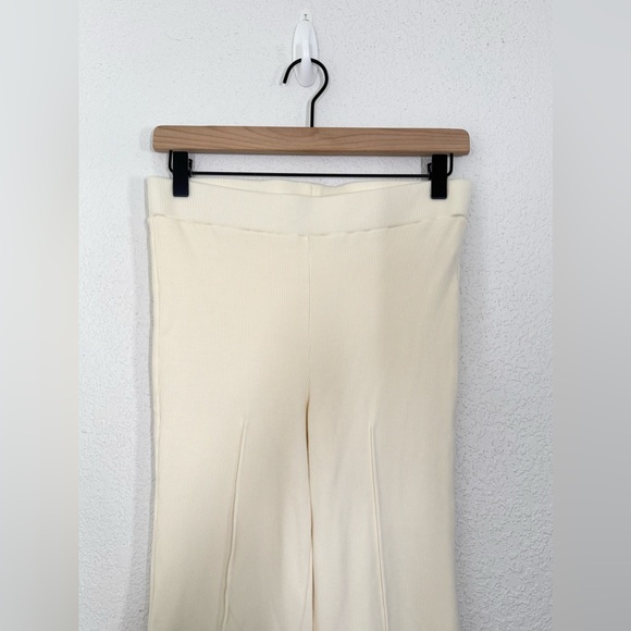 DONNI. The Rib Kick Flare Ribbed Pintuck High Rise Pants in Creme Size Medium - Picture 5 of 8